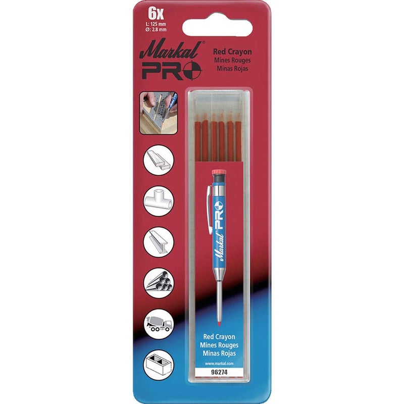 Markal Pro General-Purpose Refills for Markal Pro item 96270, Red Color , 6 Pcs - Image 1